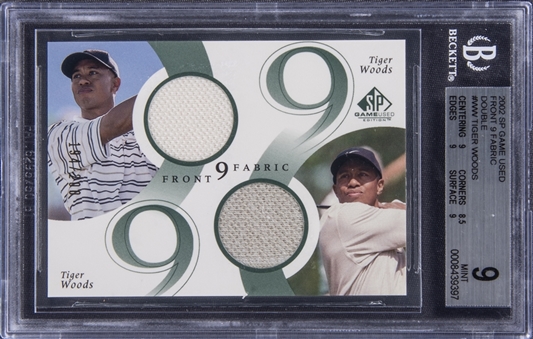 2002 SP Game Used Front 9 Fabric Double #F9D-WW Tiger Woods - BGS MINT 9